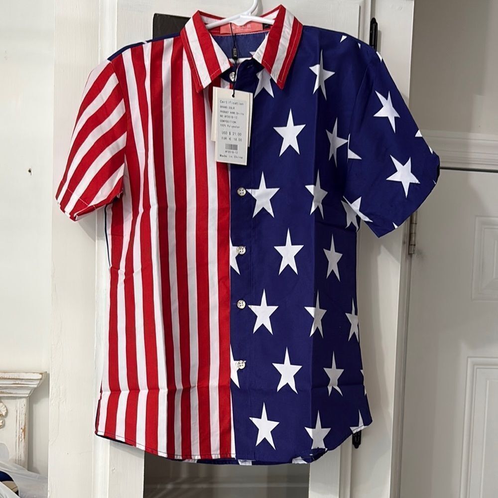 SSLR Collection AMERICAN FLAG Red and Blue Kids Shirt!🇺🇸